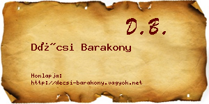 Décsi Barakony névjegykártya